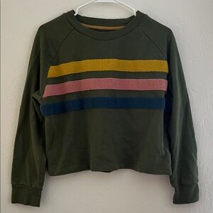 United By Blue Fuzzy Textured Stripe Sweatshirt Top